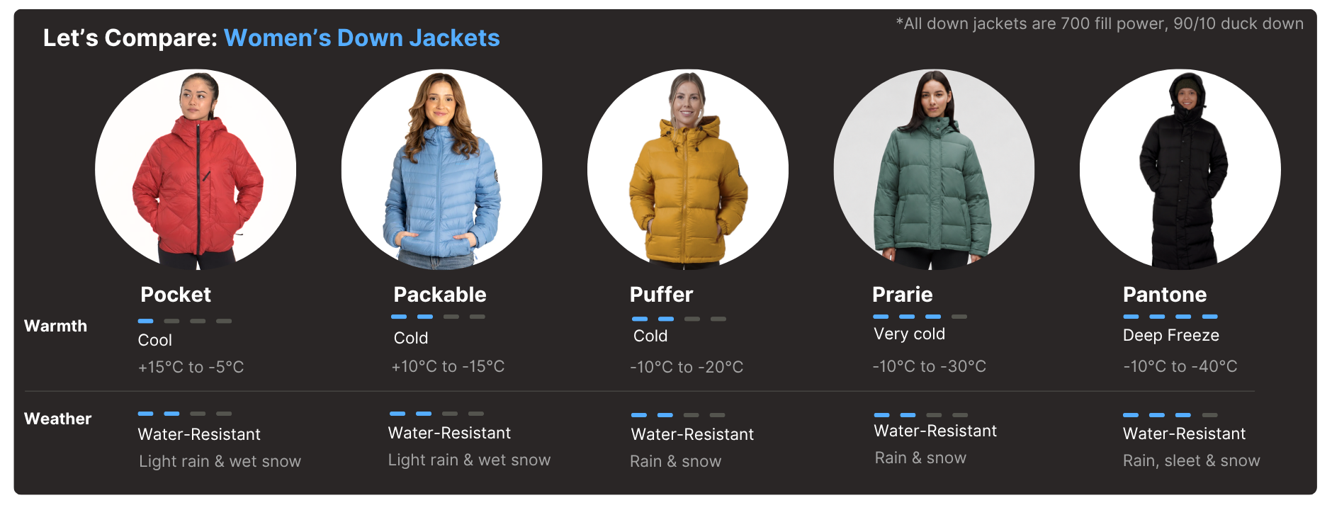 Northern Sun product comparison chart